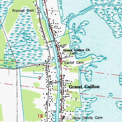 Topographic Map of Carlof Cemetery, LA