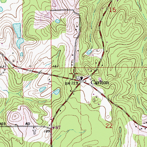 Topographic Map of Carlton Church, LA
