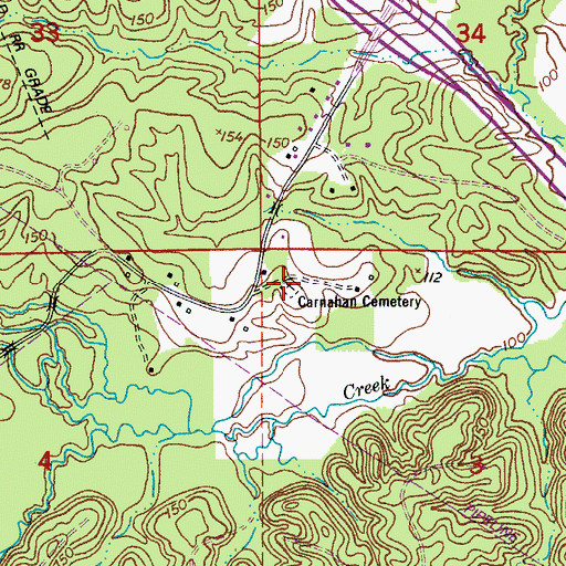 Topographic Map of Carnahan Cemetery, LA