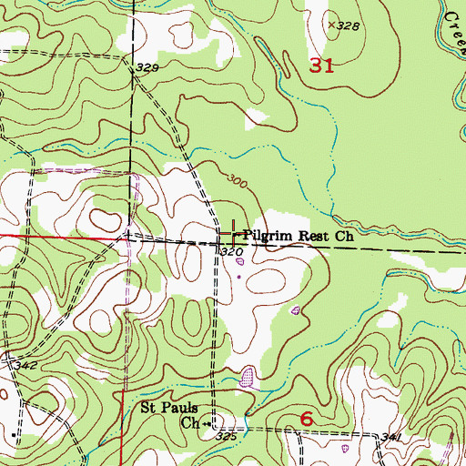Topographic Map of Pilgrim Rest Church, AR