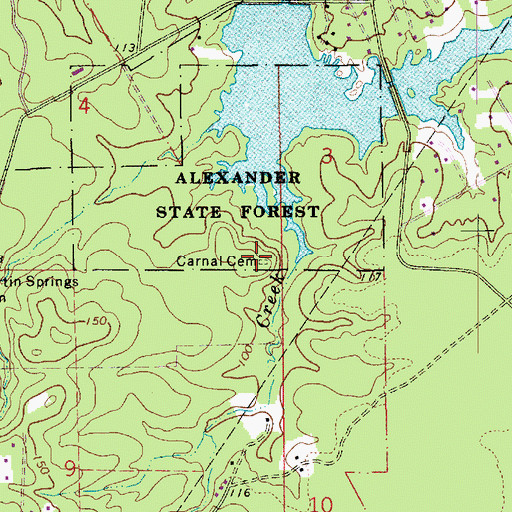 Topographic Map of Carnal Cemetery, LA