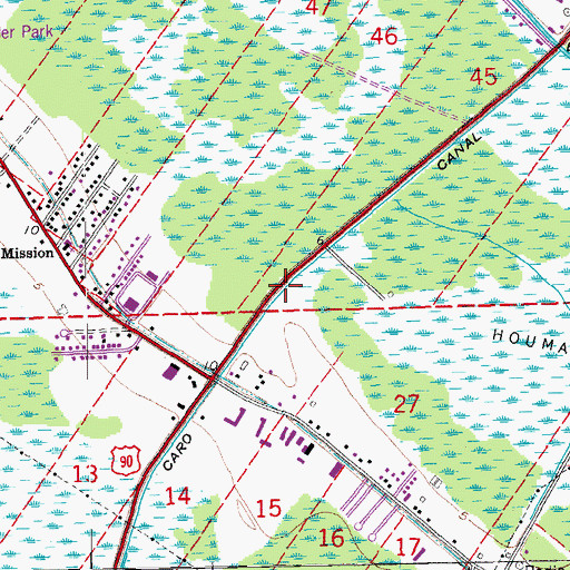 Topographic Map of Caro Canal, LA