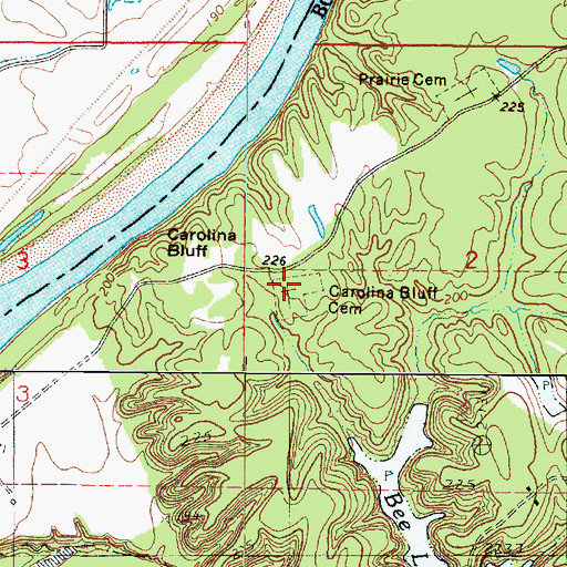 Topographic Map of Carolina Bluff Cemetery, LA