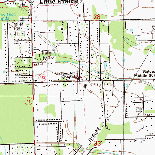 Topographic Map of Carpenter Church, LA
