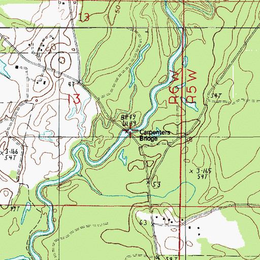 Topographic Map of Carpenters Bridge, LA