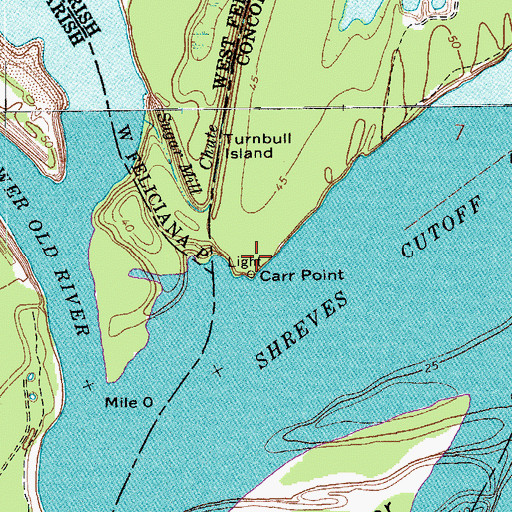 Topographic Map of Carr Point, LA