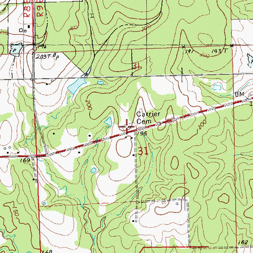 Topographic Map of Carrier Cemetery, LA