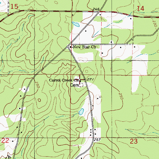 Topographic Map of Carrol Creek Church, LA