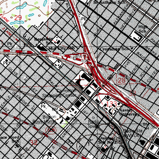 Topographic Map of Carrollton Shopping Center, LA