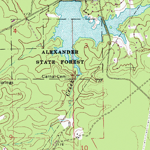 Topographic Map of Carrs Creek, LA