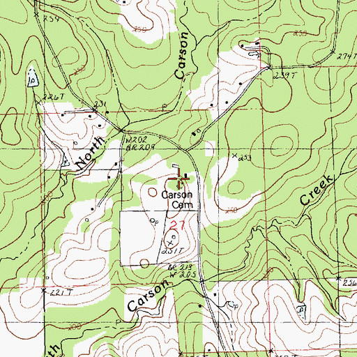 Topographic Map of Carson Cemetery, LA