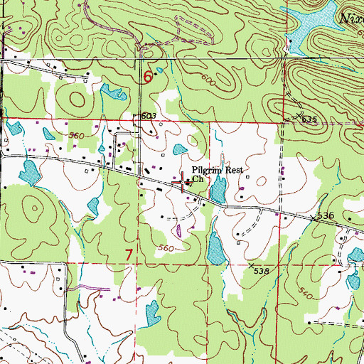 Topographic Map of Pilgrim Rest Church, AR