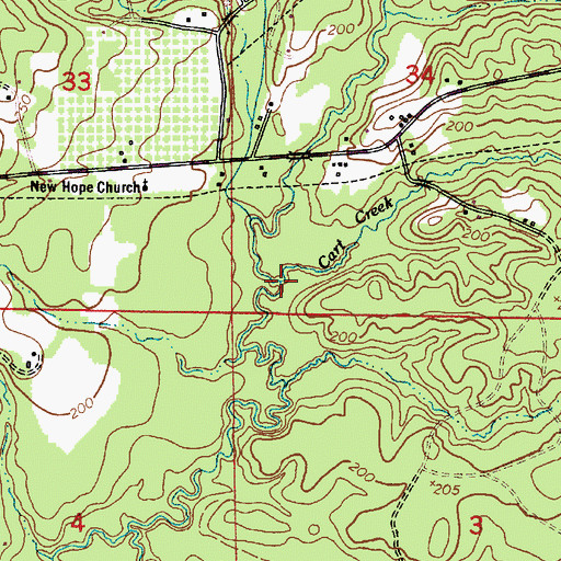 Topographic Map of Cart Creek, LA