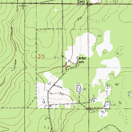 Topographic Map of Carter Cemetery, LA