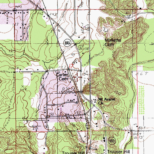 Topographic Map of Carter Cemetery, LA