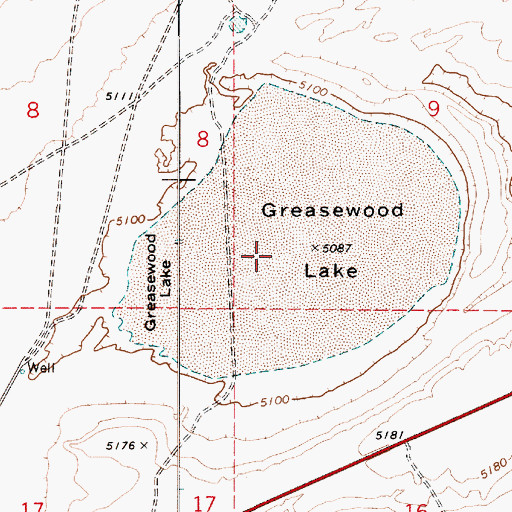 Topographic Map of Greasewood Lake, AZ