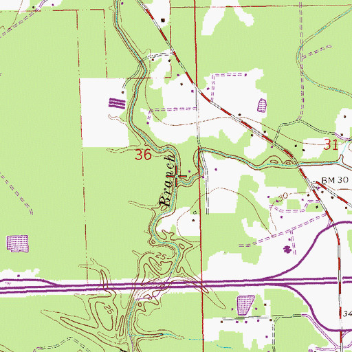 Topographic Map of Cat Branch, LA