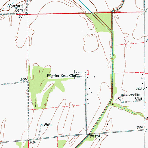 Topographic Map of Pilgrim Rest School, AR