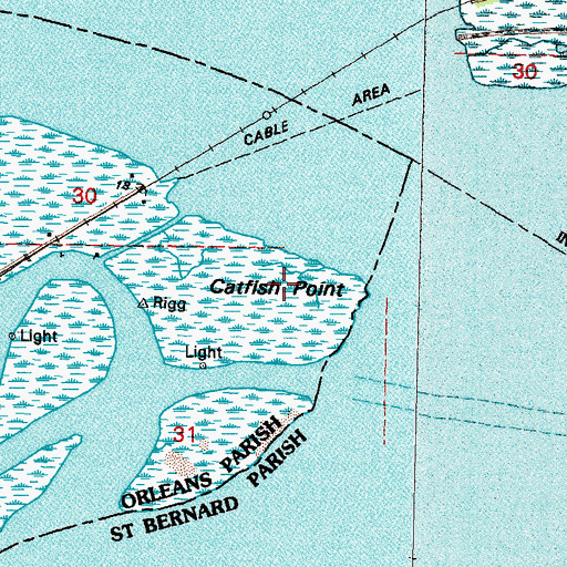 Topographic Map of Catfish Point, LA