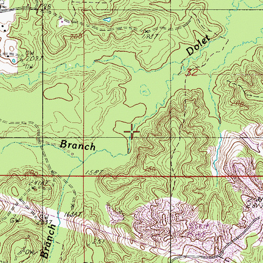 Topographic Map of Cave Branch, LA