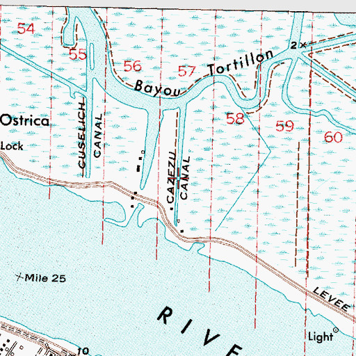 Topographic Map of Cazezu Canal, LA