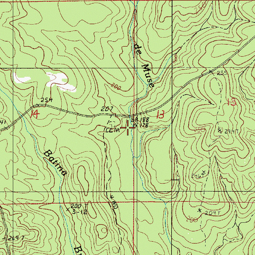 Topographic Map of Cedar Cemetery, LA