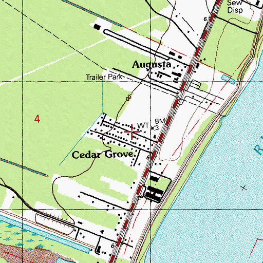 Topographic Map of Cedar Grove, LA