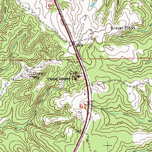 Topographic Map of Cedar Grove Church, LA