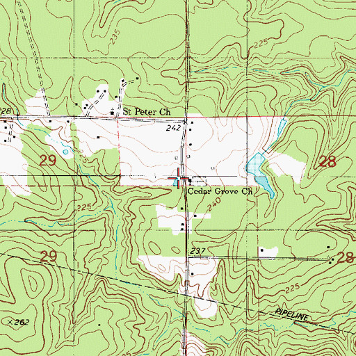 Topographic Map of Cedar Grove Church, LA