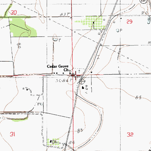Topographic Map of Cedar Grove School, LA