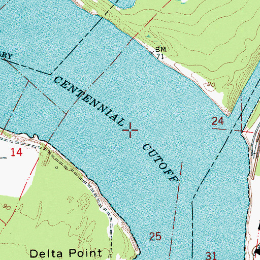 Topographic Map of Centennial Cutoff, LA