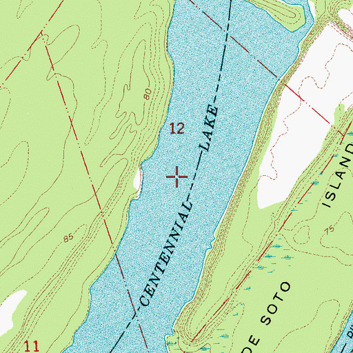Topographic Map of Centennial Lake, MS