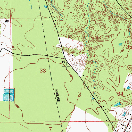 Topographic Map of Center Point Church, LA