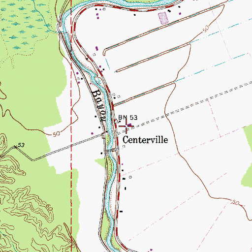 Topographic Map of Centerville, LA