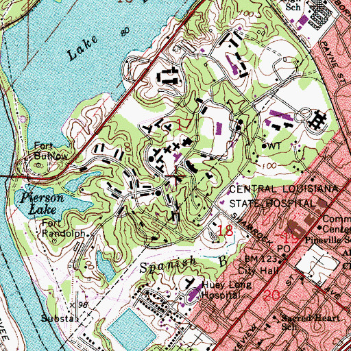 Topographic Map of Central Louisiana State Hospital, LA