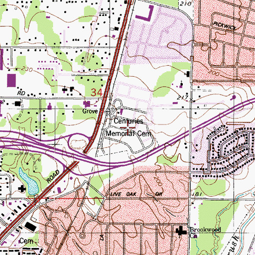 Topographic Map of Centuries Memorial Park, LA