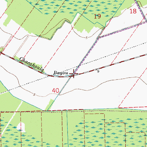 Topographic Map of Chacahoula Bayou, LA