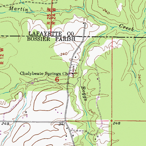 Topographic Map of Chalybeate Springs Church, LA