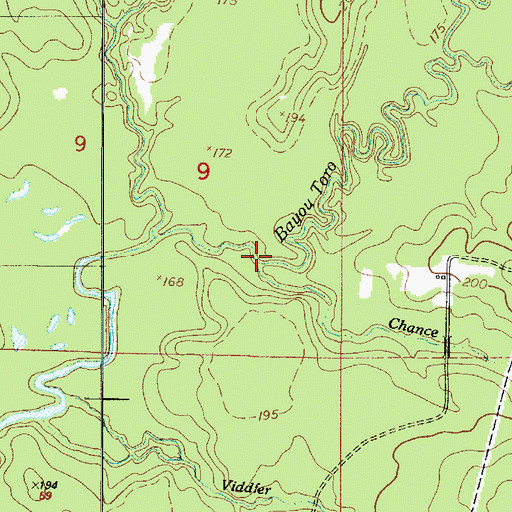 Topographic Map of Chance Branch, LA