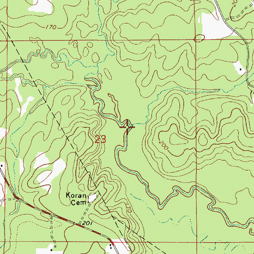 Topographic Map of Chaney Branch, LA