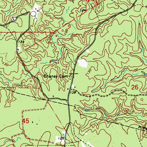 Topographic Map of Chaney Cemetery, LA