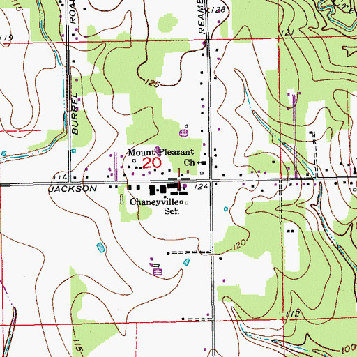 Topographic Map of Chaneyville School (historical), LA