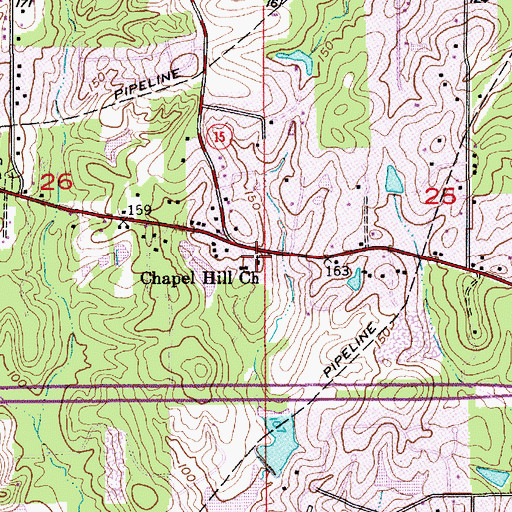 Topographic Map of Chapel Hill Church, LA