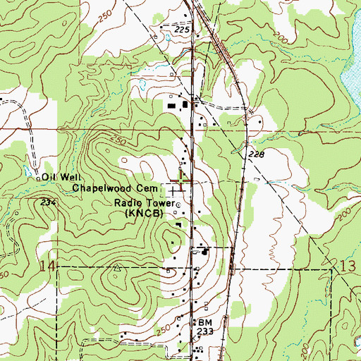 Topographic Map of Chapelwood Cemetery, LA