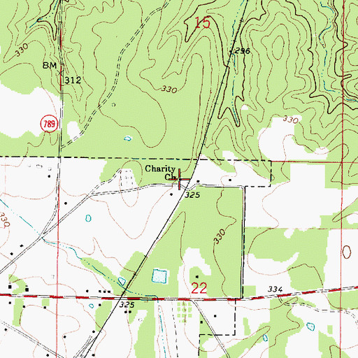 Topographic Map of Charity Church, LA