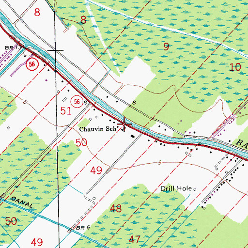 Topographic Map of Chauvin School, LA