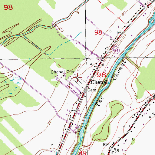 Topographic Map of Chenal Cemetery, LA