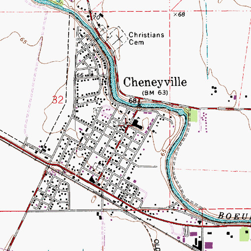 Topographic Map of Cheneyville, LA