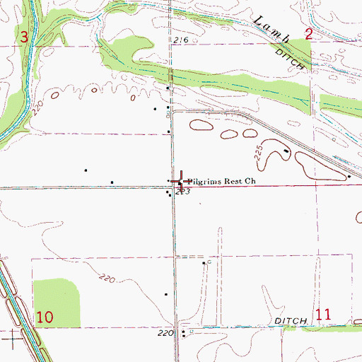 Topographic Map of Pilgrims Rest Church, AR