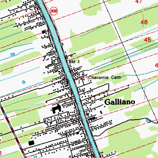 Topographic Map of Cheramie Cemetery, LA